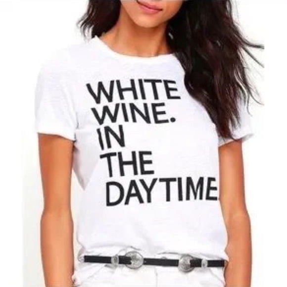 CHASER Brand White Wine In The Daytime Graphic Crewneck Tee | Size Small - Picture 13 of 13